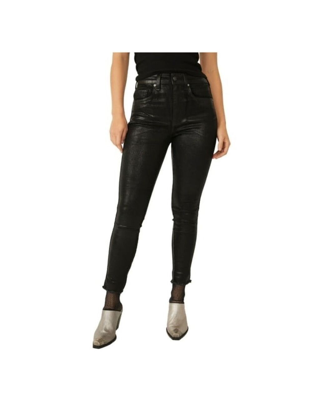 Free People We The Free Raw Hem High Rise Coated Skinny Jeans NWT Size 31